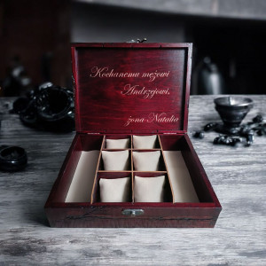 Drewniane  pudelko na zegarki  6 komorowe