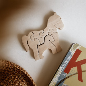 Drewniane puzzle mini konik