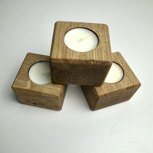 Drewniany świecznik tealight z dębu