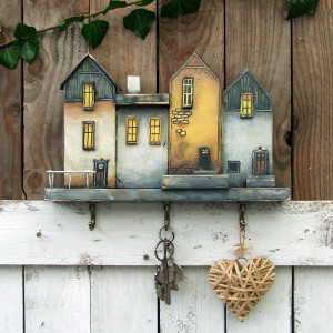 Drewniany wieszak na klucze - Cztery Kamienice