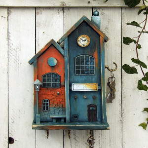 Drewniany wieszak na klucze - seria Zabytkowe dworce