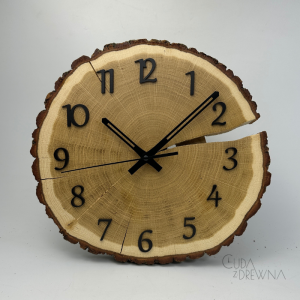 Drewniany zegar z plastra dębu 30 cm