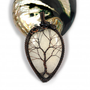 Drzewko Szczęścia amulet z kwarcem miedź