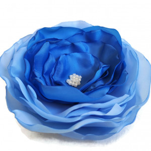 Duża broszka odcienie niebieskiego kwiatek 12cm