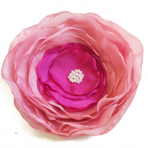 Duża broszka pudrowy róż kwiatek 12cm