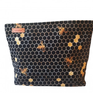 Duża kosmetyczka welurowa w złote pszczoły prezent