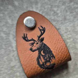 Duża metka  kraftowa z nitem 100/32 mm wszywka do rękodzieła Jeleń