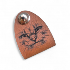 Duża metka  kraftowa z nitem 100/32 mm wszywka do rękodzieła kot