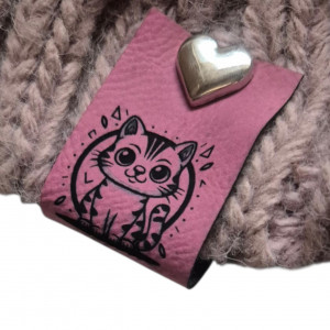 Duża metka wszywka dziecięca do rękodzieła personalizowana kotek