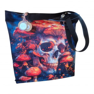 Duża psychodeliczna vintage pojemna torba z czaszką prezent