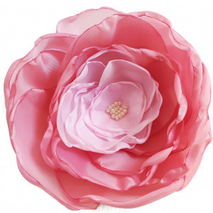 Duża pudrowy jasny róż broszka kwiatek 12cm
