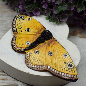 Duża spinka do włosów - żółty motyl