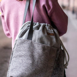 Duża szara patchworkowa torba z kominem