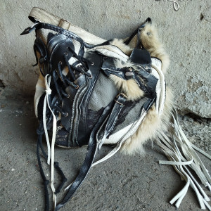 Duża torebka w stylu vintage, gotyk, postarzana, artystyczna forma