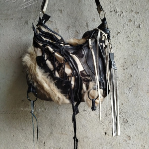 Duża torebka w stylu vintage, gotyk, postarzana, artystyczna, unikat