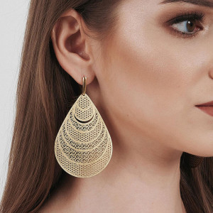 Duże kolczyki krople z ażurowym wzorem Kaliope c986