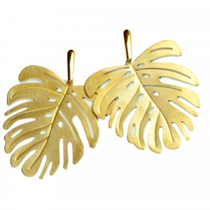 Duże kolczyki z liściem monstery Iaso c677