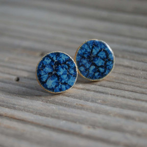 Duże niebieskie ceramiczne kolczyki