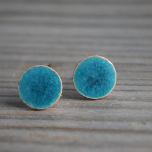 Duże turkusowe ceramiczne kolczyki