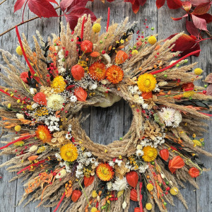 Duży jesienny wianek naturalny "Złota Polska Jesień"