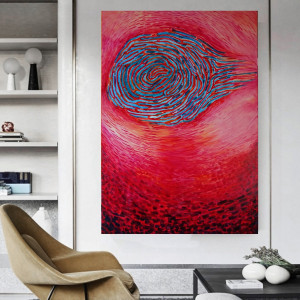 duży obraz olejny na płótnie dna abstrakcja czerwona