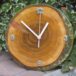 Duży Zegar Czereśnia - żywica epoksy przezroczysta