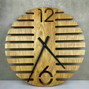 Duży zegar ścienny z litego drewna dębowego 50 cm
