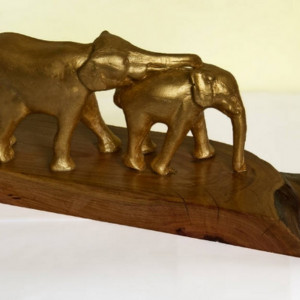 Dwa złote słonie - duża statuetka