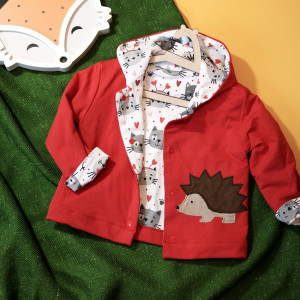 Dwustronna bluza czerwona z jeżem (80 cm)