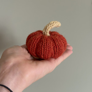 Dynia ozdobna, rozmiar S, ciemnopomarańczowa żółtym ogonkiem - 1 szt.