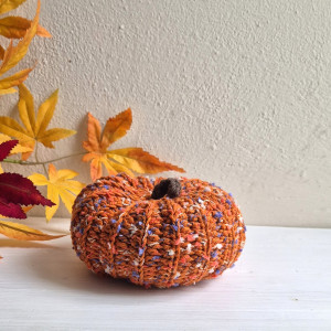 Dynia szydełkowa z bawełnianej włóczki - pomarańczowy melanż