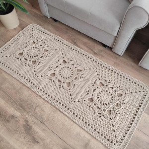 Dywan szydełkowy prostokątny ze sznurka bawełnianego 60cmx143cm