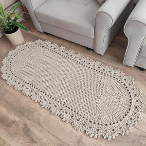 Dywan szydełkowy ze sznurka owalny 75cmx160cm