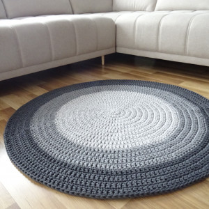 Dywan z bawełnianego sznurka okrągły 100 cm odcienie szarego