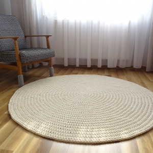 Dywan ze sznurka okrągły 90 cm kremowy dywanik