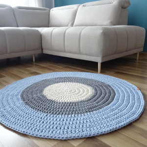 Dywan ze sznurka okrągły niebieski 140 cm
