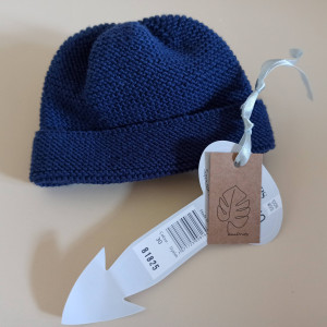 Dziecięca czapka wzór francuski - merino,niebieski