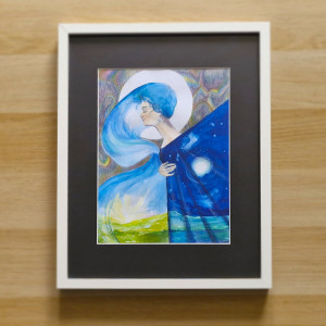 "Dzień i noc" akwarela na papierze, oprawiona. Obraz do kolekcji