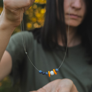 Dziki naszyjnik dla leśnej kobiety, boho biżuteria na szyję z kamieni