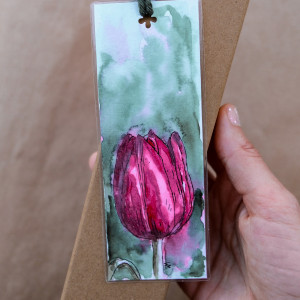 Egzotyczna ręcznie malowana zakładka do książki na urlop Tulipan