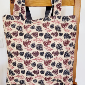 Ekologiczna, bawełniana torba na zakupy: jesienne szyszki