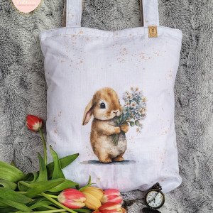 Ekologiczna, bawełniana torba na zakupy: króliczek