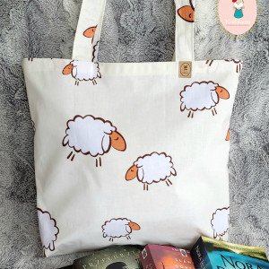 Ekologiczna, bawełniana torba na zakupy: owieczki