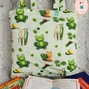 Ekologiczna, bawełniana torba na zakupy: żabki