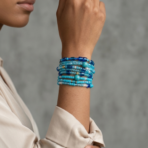 Ekskluzywny Zestaw Bransoletek Beaded w Odcieniach Oceanu - Howlit