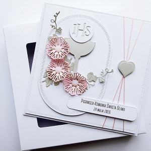 Elegancka kartka na Komunię ręcznie robiona