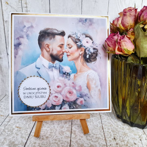 Elegancka kartka ślubna | Serdeczne życzenia w uroczystym dniu ślubu