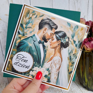 Elegancka kartka ślubna z młodą parą | Ten dzień