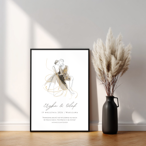 Elegancka pamiątka ślubu, pamiątkowy plakat ślubny P0164