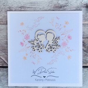 Elegancka ślubna kartka boho w pudełku